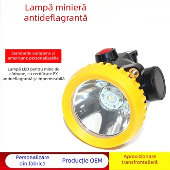 Lampa frontală rezistentă la explozie pentru mineri, cu prize multiple, cască de protecție integrată, impermeabilă, fără fir, LED subteran