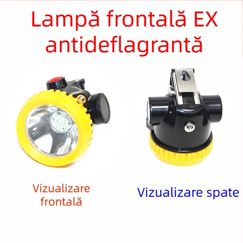 Lampa frontală rezistentă la explozie pentru mineri, cu prize multiple, cască de protecție integrată, impermeabilă, fără fir, LED subteran