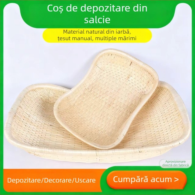 Coșuri împletite din răchită pentru chifle aburite, în diferite dimensiuni — coșuri de copt și de depozitare pentru fructe uscate și produse rumene