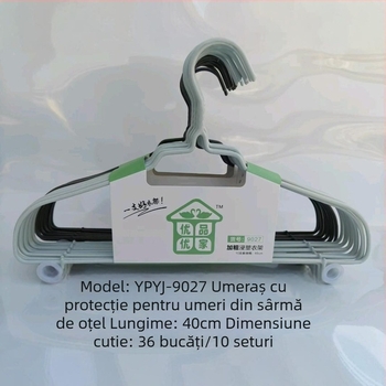 Umeraș 9027 din sârmă de oțel, cu umeri groși și cârlig, acoperire din plastic dip, pentru utilizare umedă și uscată — Premium Youjia