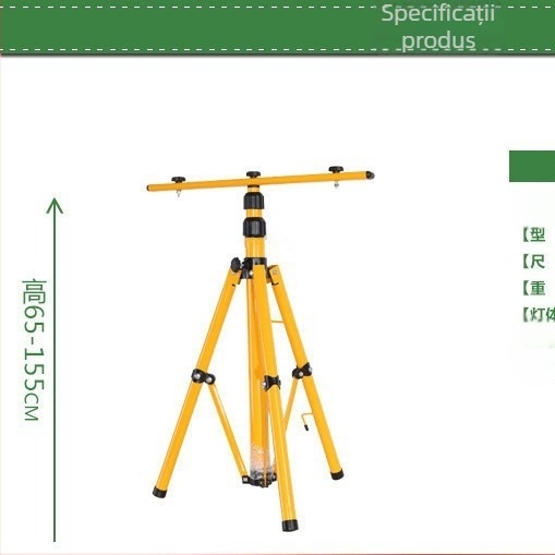 Lumină LED pentru exterior cu trepied din fier, telescopic, pentru șantier și întreținere de urgență (1,6–2 m)