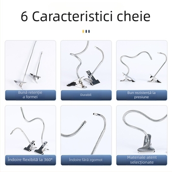 Suport reglabil pentru lampă LED de birou, furtun flexibil, clemă mică din oțel inoxidabil, universal