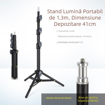 Suport de iluminat foto, înălțime 1,3 m, trepied pentru streaming live pe telefon și montaj pentru proiector