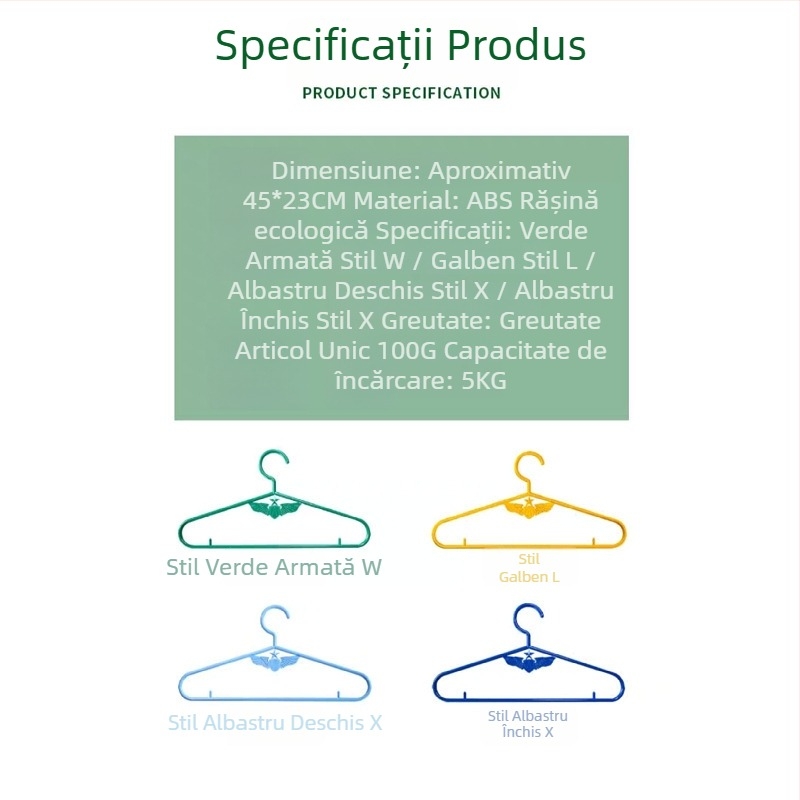 Umeraș din plastic verde pentru cămin, culori disponibile: albastru aprins, galben, albastru închis și albastru deschis