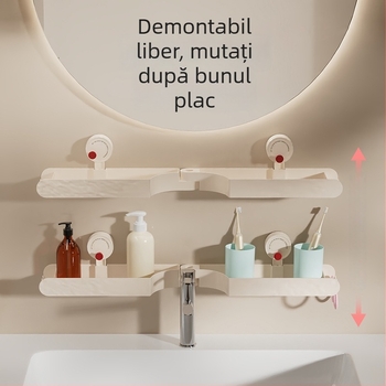Independent Cutie de depozitare cu ventuză montată pe perete deasupra robinetului, baie – organizator cosmetic din ABS, fără găuri