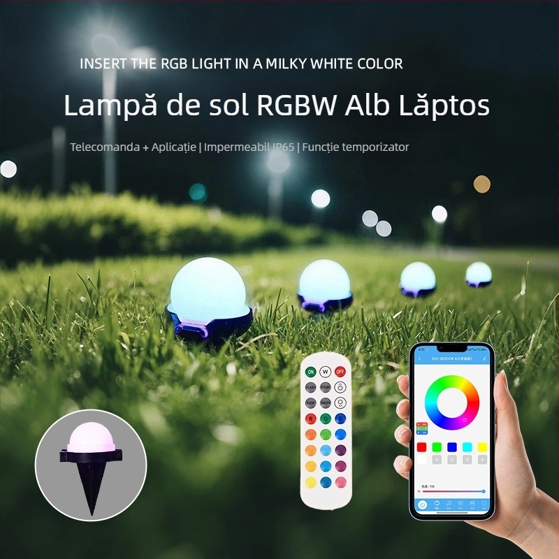 Șiruri de lumini RGBW pentru exterior, control prin aplicație pentru curte și gazon