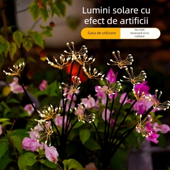 Lampă solară de grădină pentru exterior, efecte de artificii LED, decor de Crăciun, iluminare peisaj parc
