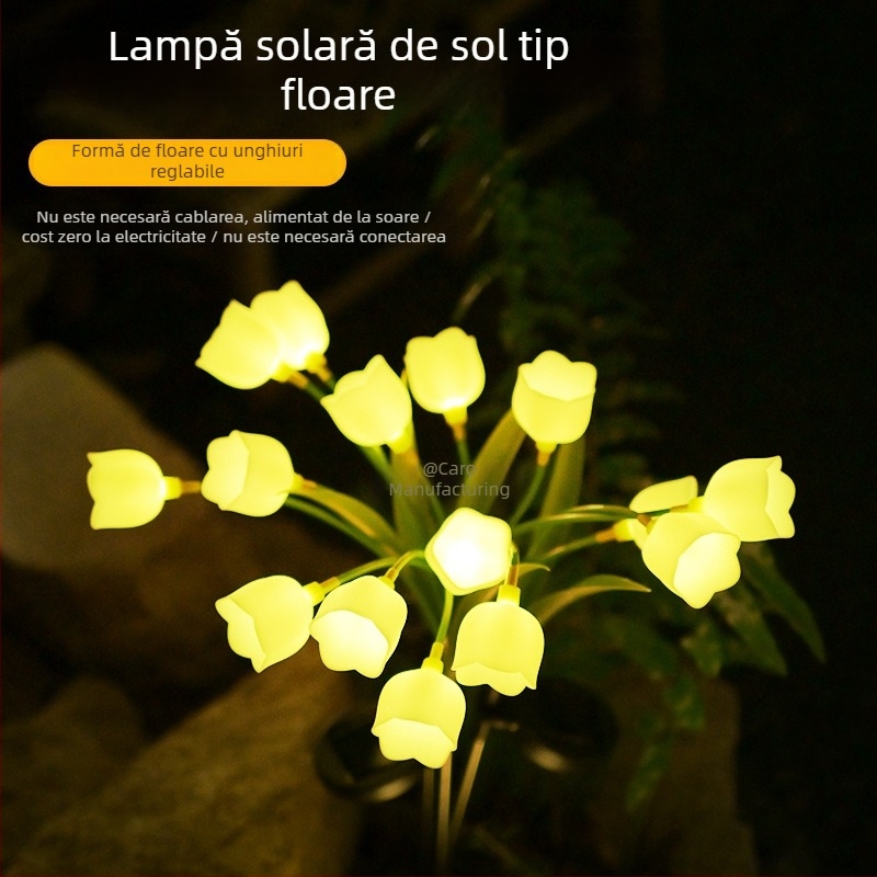 Lampă de grădină în formă de floare, cu energie solară, iluminat LED ambiental pentru curte și gazon, rezistent la intemperii