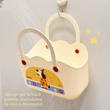 Coș de duș cu drenaj, drăguț pentru cămin studențesc, depozitare produse igienice, capacitate mare, mâner pentru baie