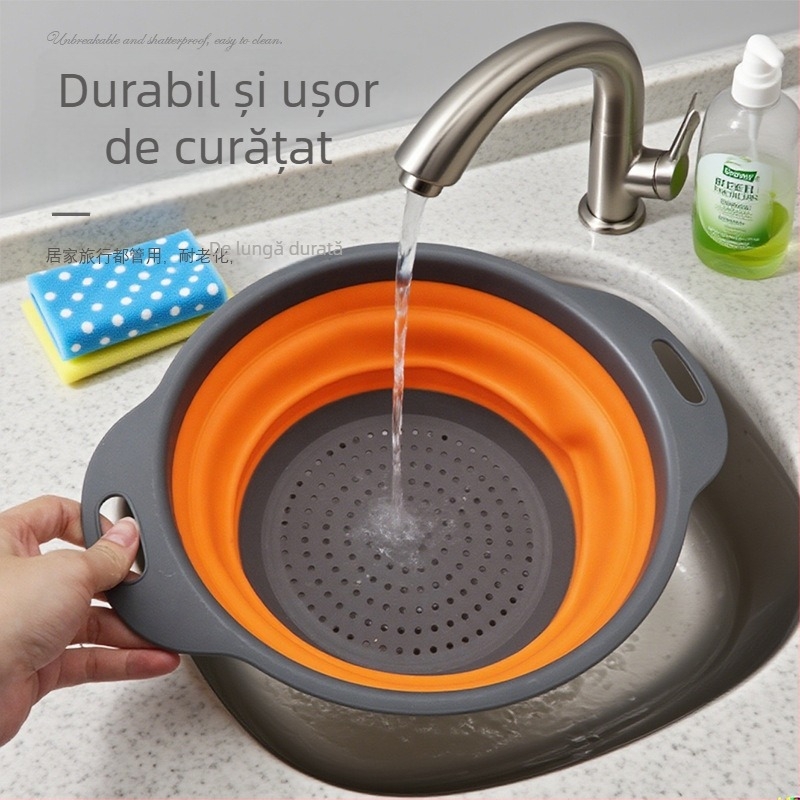 Set coșuri de scurgere extensibile pentru spălarea legumelor și fructelor – coș de bucătărie multifuncțional