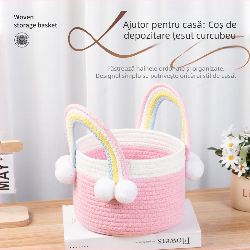 Suzaku coș curcubeu cu mâner, pentru lenjerie, jucării și produse cosmetice – cadou