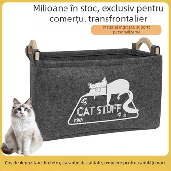 Coș de depozitare din fetru pentru obiecte mici, jucării pentru pisici și gustări pentru animale