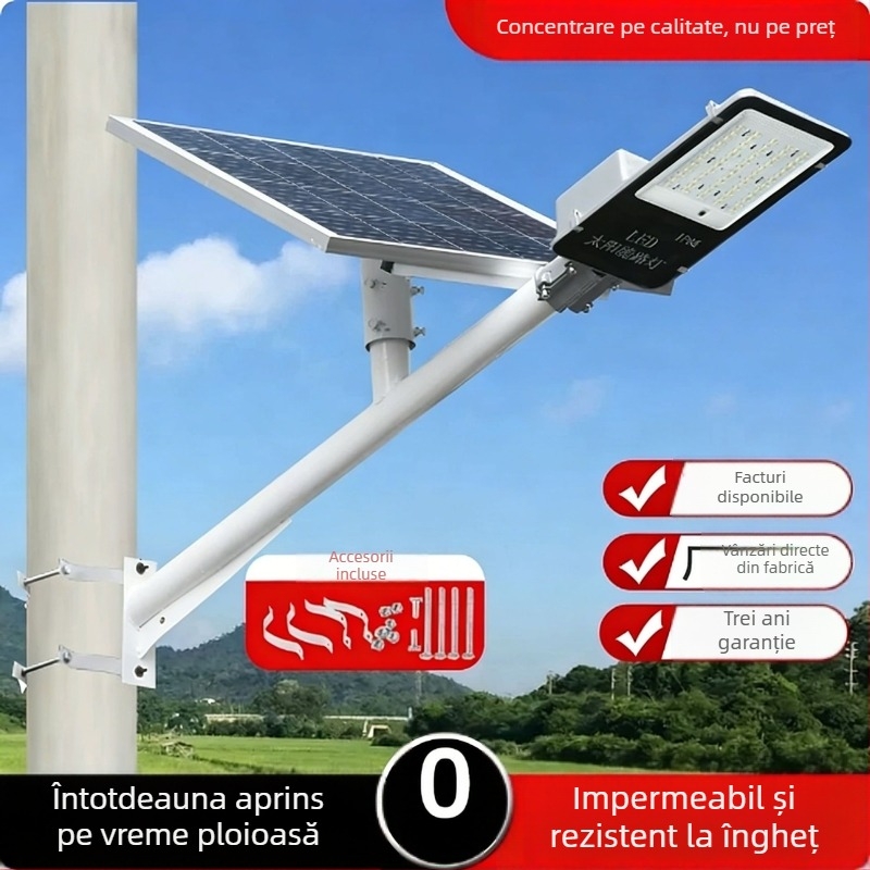 Lampa stradală solară pentru renovarea lampilor vechi, iluminat LED pentru grădină rezistent la apă, montare pe braț pe stâmp, montaj pe perete 1 m