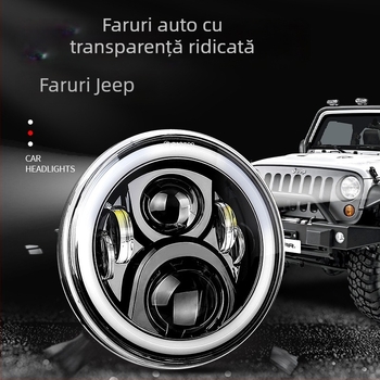 Far rotund LED de 7 inch Wrangler pentru off-road, compatibil cu Wrangler SUV sau pickup