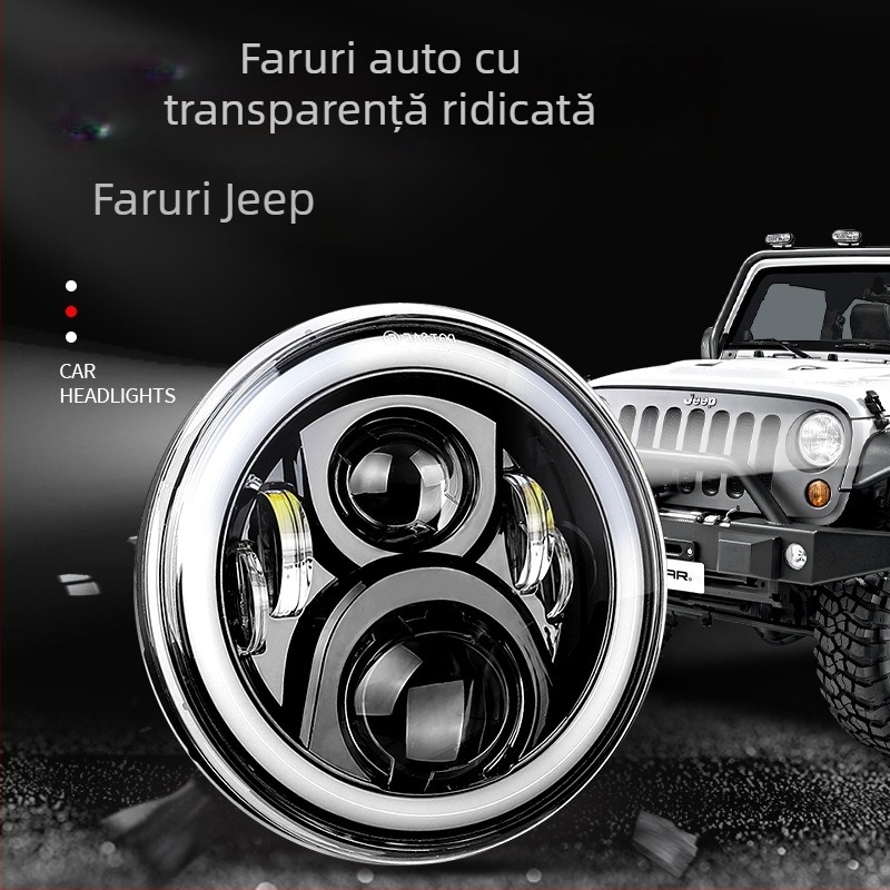 Far rotund LED de 7 inch Wrangler pentru off-road, compatibil cu Wrangler SUV sau pickup