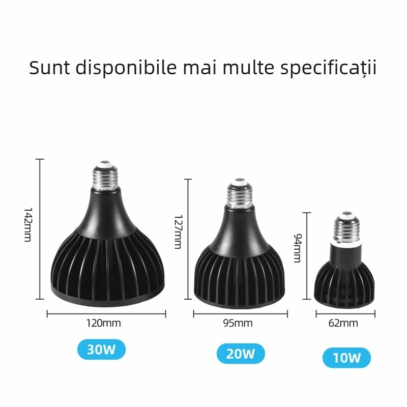 Lampa LED PAR38 cu spectru complet și protecție pentru ochi, 30W, E27, CRI 98, 3000K/4000K/5800K