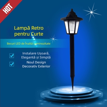 Lampa solară hexagonală înfiptă în pământ, pentru curte și grădină, proiector decorativ în stil palat