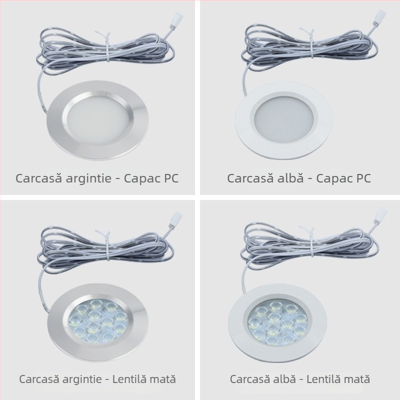 Lampa LED pentru dulapuri, încastrată, spot rotund pentru garderobă și vitrină