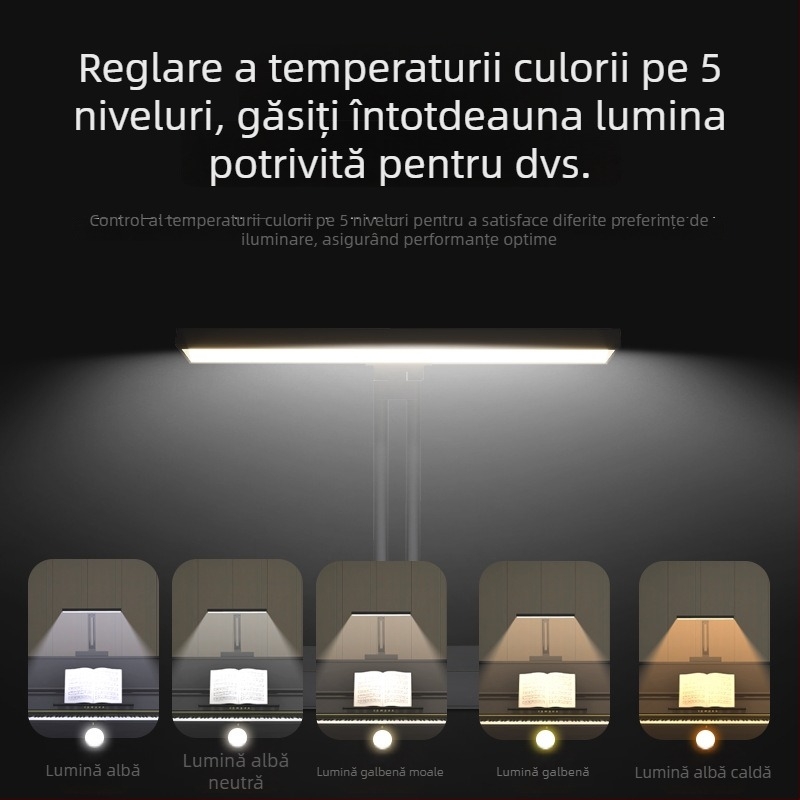 Lampă LED de birou pentru pian, protecție a ochilor, randament cromatic înalt, unghi reglabil, pentru exersarea pianului, ultra-luminosă