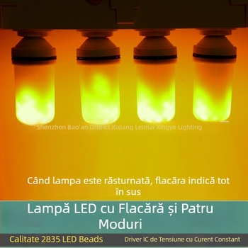 Lampa LED cu flacără care pâlpâie, iluminat decorativ pentru atmosferă pentru bar și KTV, cu bază E27/E26
