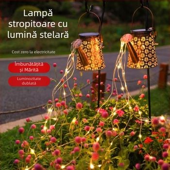 Lampă de grădină din fier forjat, alimentare solară, lampă decorativă pentru gazon, design în formă de floare