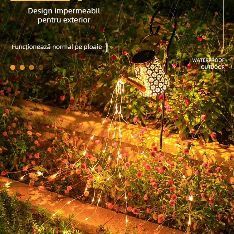 Lampă de grădină din fier forjat, alimentare solară, lampă decorativă pentru gazon, design în formă de floare
