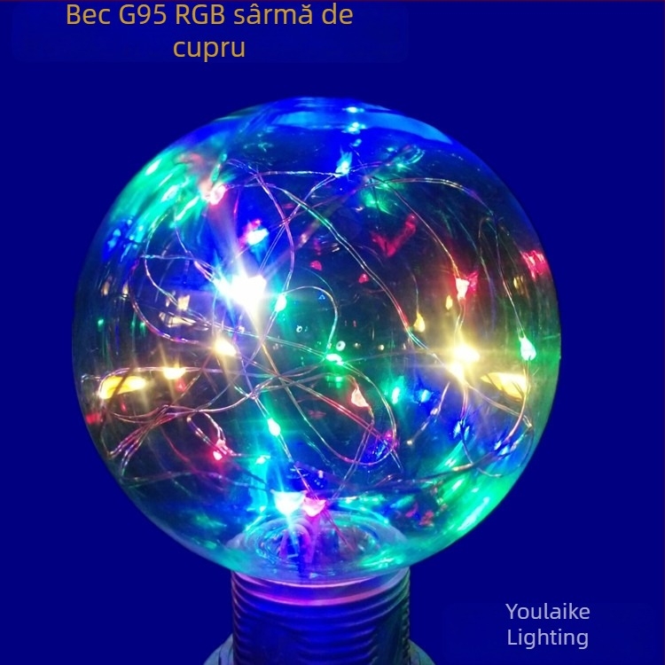 Șir LED cu sârmă de cupru și capac PC – becuri decorative sferice colorate G80G95 pentru Crăciun