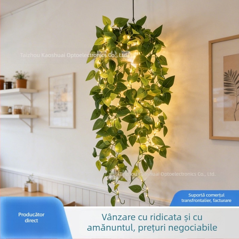 Lumini LED, luminițe stelare, plante pothos simulate și frunze de salcie, iluminare de fundal pentru living, decorativ solar pentru grădină