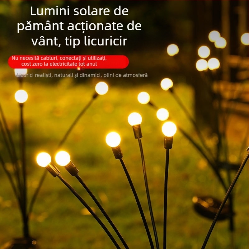 Lampă LED solară pentru exterior, efect ploaie de meteoriți, în formă de planetă, decor pentru grădină, suport pentru gazon, IP65, bază E14, 1000 lm, 50.000 h