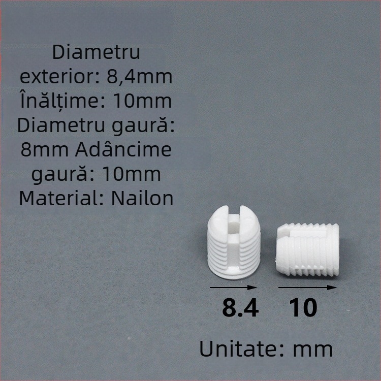 Balama mobilier M3 cu piuliță încorporată și granule de nylon, șurub auto-tăietor M4