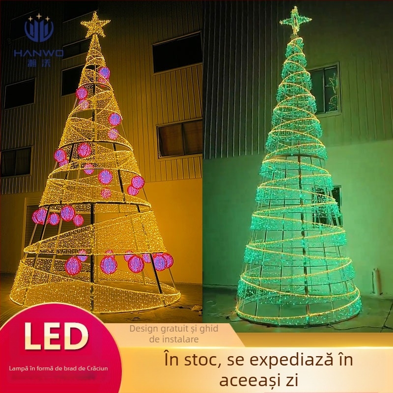 Iluminat LED exterior personalizat în formă de brad de Crăciun pentru zone comerciale, iluminare pentru curte și gazon cu șiruri mari de lumini