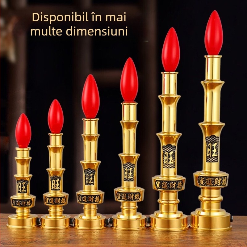 Lampă LED de lumânare cu priză pentru uz casnic, suport de lumânare din aliaj gravat