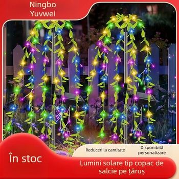 Șir de lumini solare din ramuri de salcie pentru grădină – iluminare decorativă de noapte pentru gazon