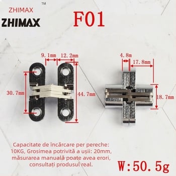 Balamă încrucișată pentru uși pliabile, balama ascunsă din aliaj de zinc pentru uși invizibile
