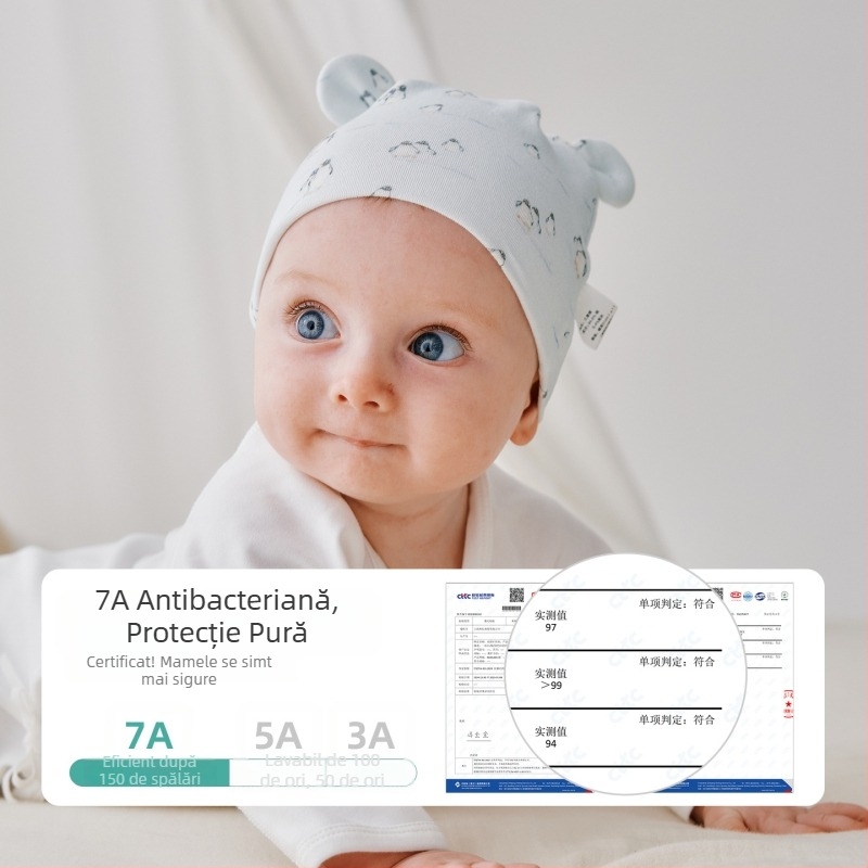 Pălărie din bumbac respirabil pentru nou-născuți, pentru plimbări de vară, formă dom, unisex, croială elastică, design drăguț cu animații, 0–6 luni