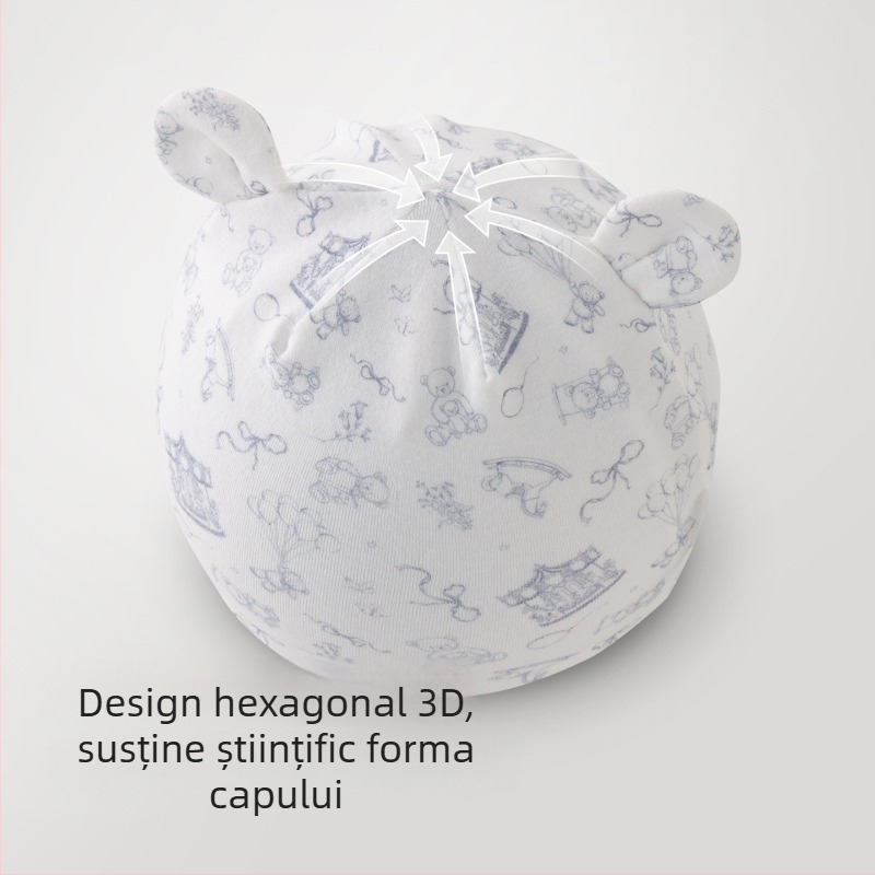 Pălărie din bumbac respirabil pentru nou-născuți, pentru plimbări de vară, formă dom, unisex, croială elastică, design drăguț cu animații, 0–6 luni