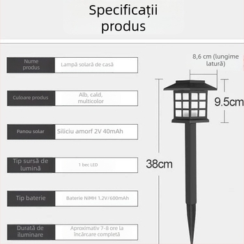 Lumină de noapte solară LED – lampă mică de masă pentru curte și grădină