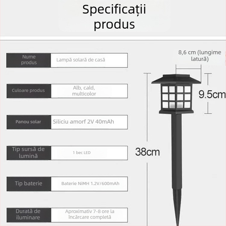 Lumină de noapte solară LED – lampă mică de masă pentru curte și grădină