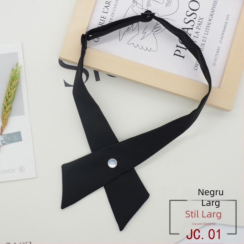 Papion încrucișat pentru femei, accesoriu pentru uniforma școlară, stil coreean și japonez, negru