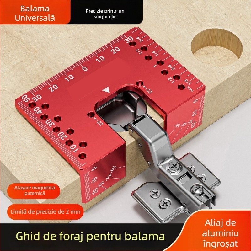 Localizator pentru montaj balamale și ghidaj de găuri din aliaj de aluminiu pentru panouri de ușă