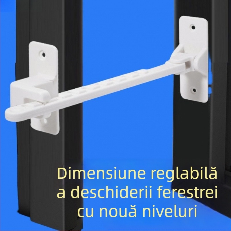 Limitator de ferestre pentru ferestre batante, suport anti-vânt, siguranță pentru copii, necesită găurire