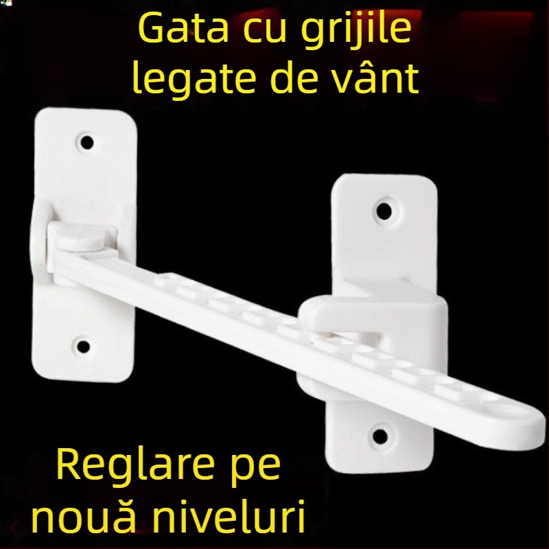 Limitator de ferestre pentru ferestre batante, suport anti-vânt, siguranță pentru copii, necesită găurire