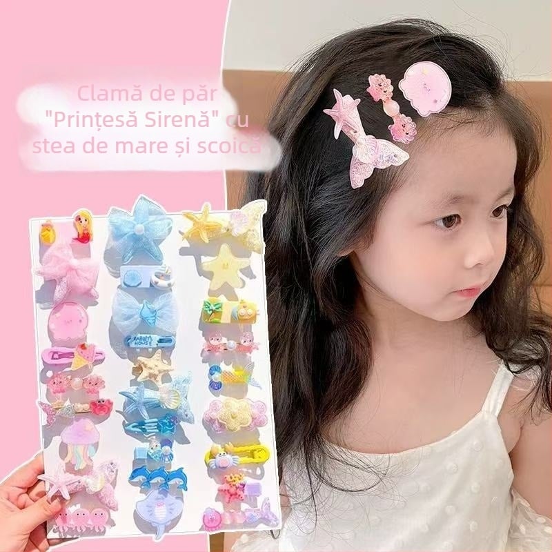 Clip de păr cu stea de mare și caracatiță – prințesa sirenă, accesorii drăguțe pentru copii