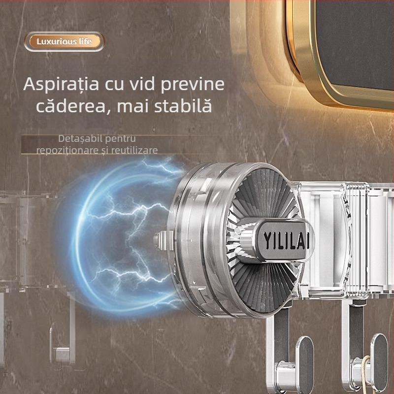 Suport pentru mop și mătură – cârlig cu adeziv puternic, montaj pe perete, baie