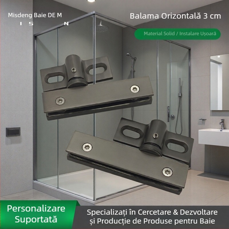 Șarnier pentru ușa de duș din sticlă, oțel inoxidabil 304, finisaj periat, model MSD-D314, axă de rotație 3 cm