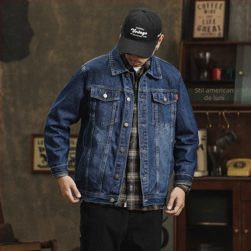 Geacă de denim pentru tineri bărbați, primăvară–toamnă, stil coreean, croială Slim, casual modern, denim deschis