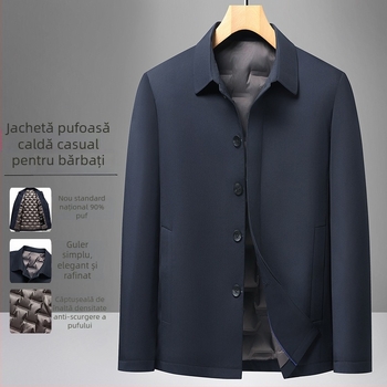Geacă de puf pentru bărbați, ușoară, iarnă, stil business casual cu rever