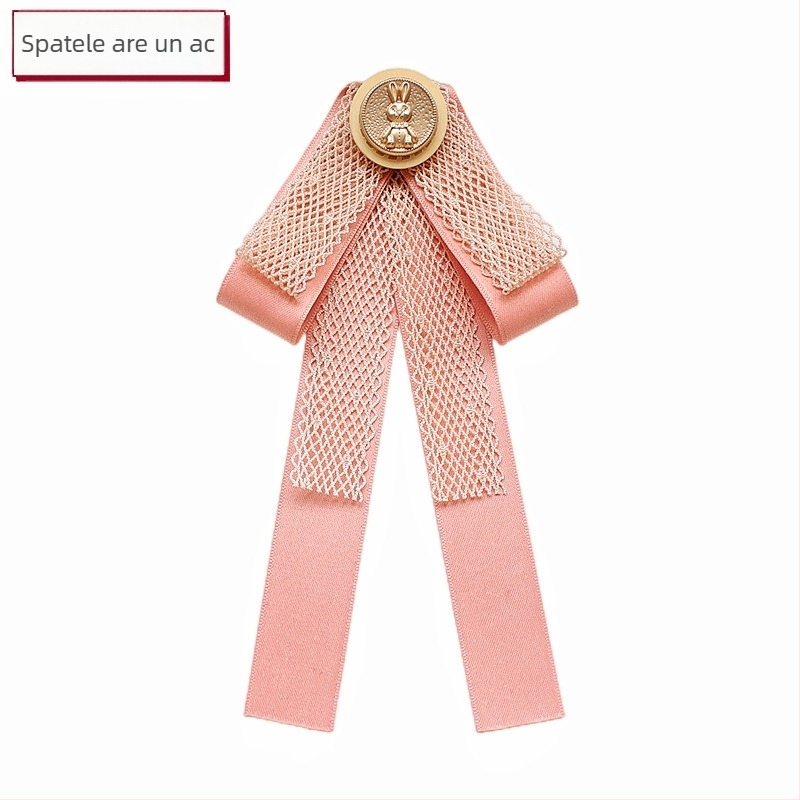 Floare roz pentru guler cu fundă – accesorii pentru cămașă feminină