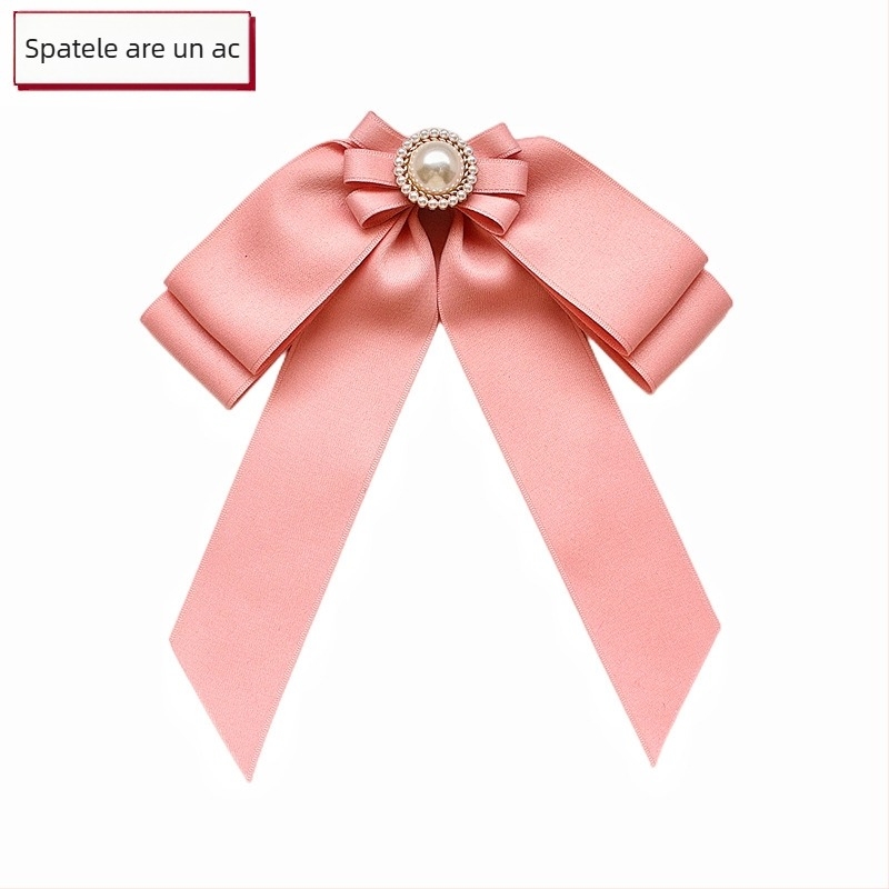 Floare roz pentru guler cu fundă – accesorii pentru cămașă feminină