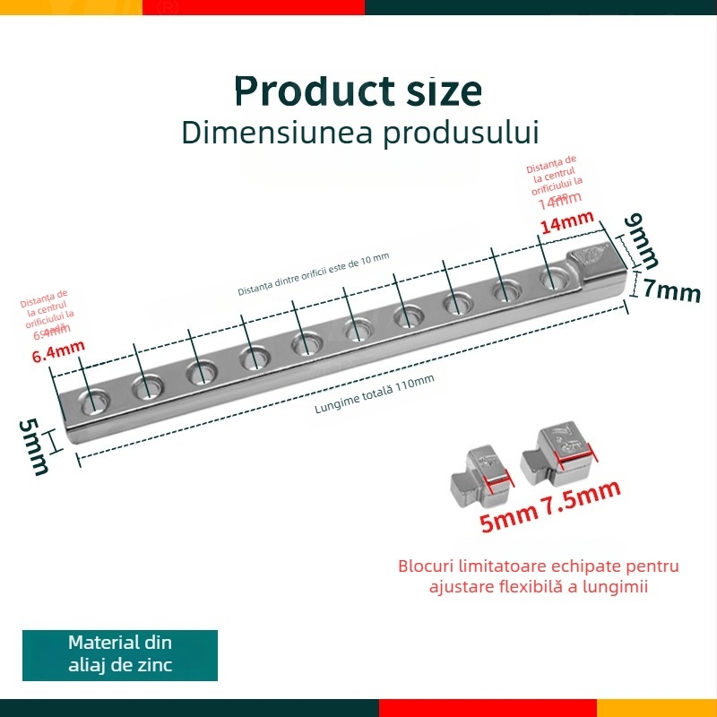 Limitator pentru ferestre batante, bară de susținere, încuietoare, model XWT08, aliaj de zinc